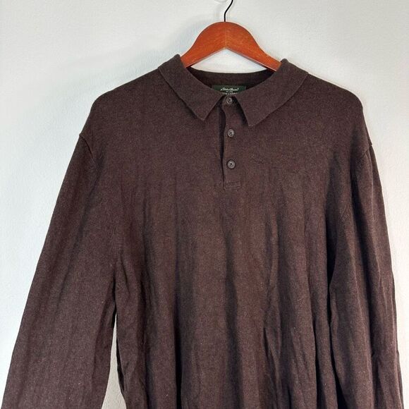 Eddie Bauer Cotton Cashmere Brown Quarter Button Sweater Men’s XL Casual Cozy - Picture 3 of 10